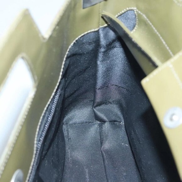 Salvatore Ferragamo Gancini Shoulder Bag Canvas Khaki Auth 117786 - Picture 13 of 16